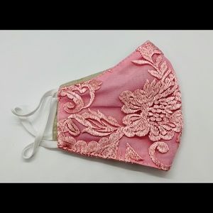 Pink Embroidered Formal Face Mask